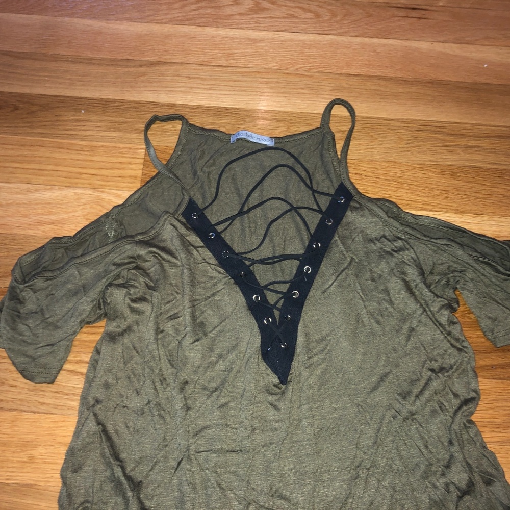 Green Open Shoulder Top
